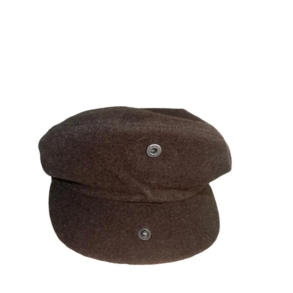 Vintage John Lewis Chocolate Brown Wool Newsboy Cabbie Hat M Classic Italy